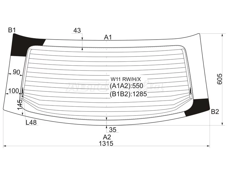 Стекло заднее (Цвет зеленый / Обогрев) Nissan Expert 99-06 (XYG: W11 RW/H/X)