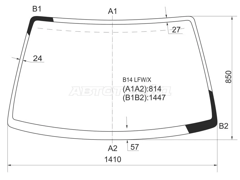 Стекло лобовое Nissan Almera 95-00  / Sunny 93-99  / Pulsar 95-00  / Sunny Asia 93-99 (XYG: B14 LFW/X)