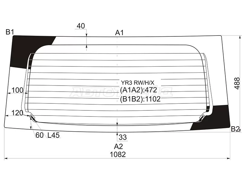 Стекло заднее (Цвет зеленый / Обогрев) Nissan Moco 06-11  / Suzuki MR Wagon 06-10 (XYG: YR3 RW/H/X)