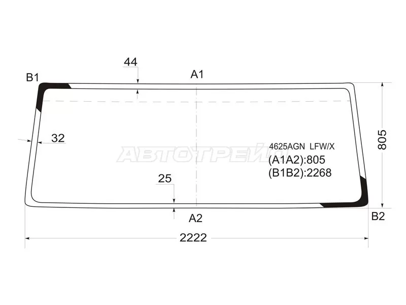 Стекло лобовое DAF 75 93-98  / 85 93-98 (XYG: 4625AGN LFW/X)
