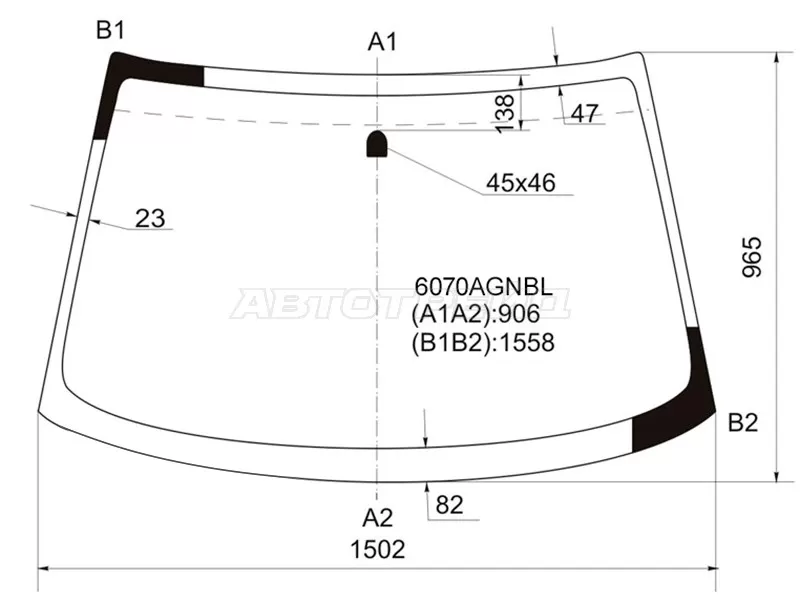 Стекло лобовое NISSAN TEANA 03-08 (FUYAO: 6070AGNBL)