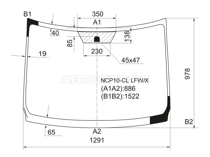 Стекло лобовое Toyota Ractis 05-10 (XYG: NCP10-CL LFW/X)