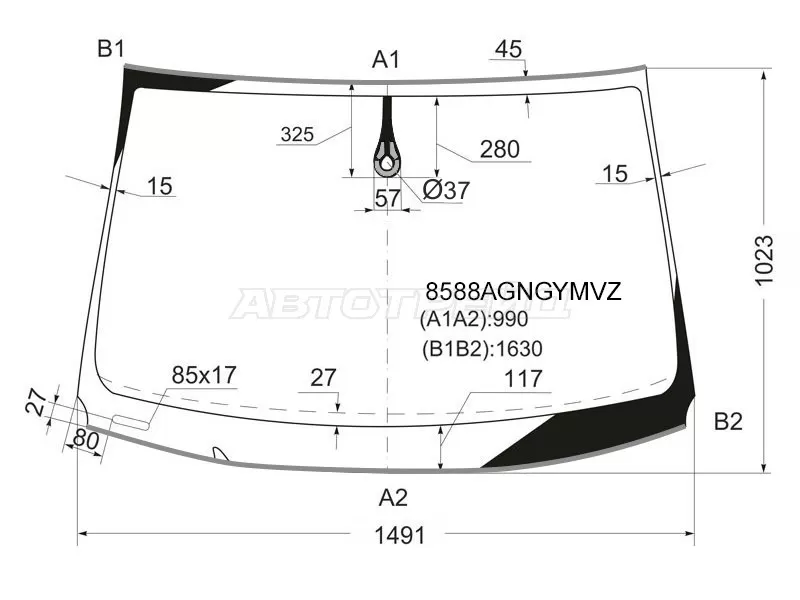 Стекло лобовое (Датчик дождя / Молдинг) Audi Q7 05-15 (FUYAO: 8588AGNGYMVZ)