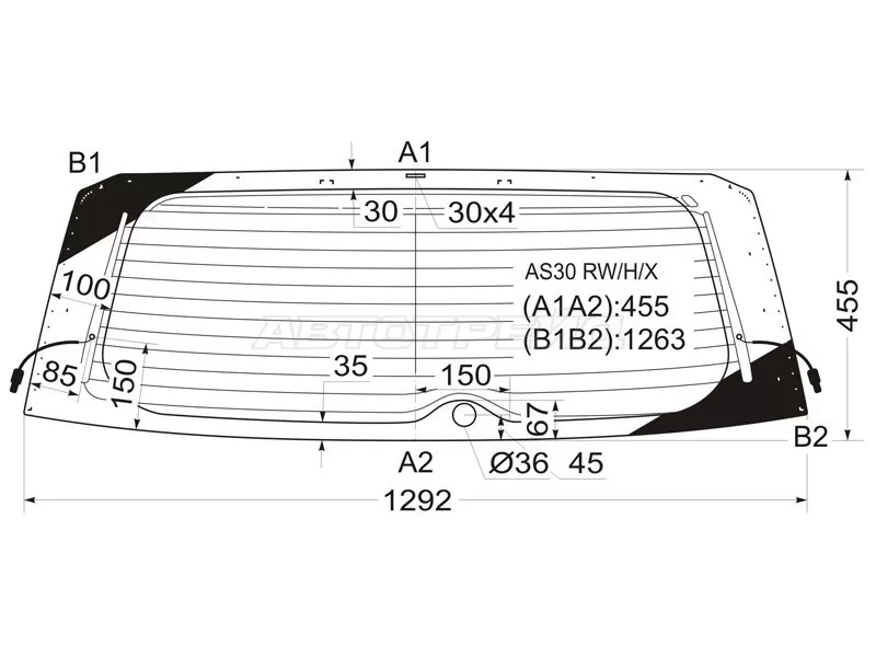 Стекло заднее (Цвет зеленый / Обогрев) Toyota RAV4 (XA30) 05-13  / Vanguard 07-13 (XYG: AS30 RW/H/X)