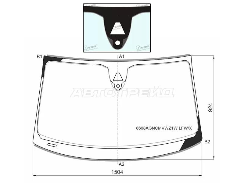 Стекло лобовое (Камера / Датчик дождя / Молдинг / SPORTBACK) Audi A7 10-18 (XYG: 8608AGNCMVWZ1W LFW/X)