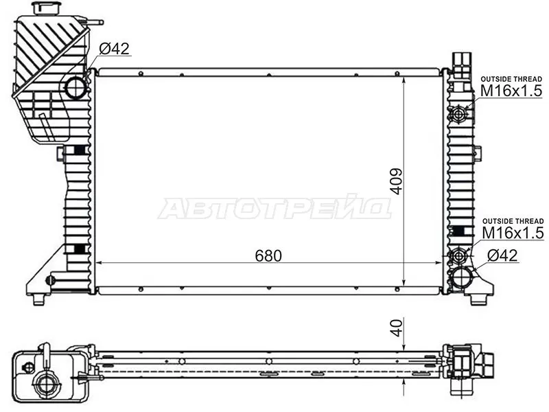 Радиатор Mercedes-Benz Sprinter 95-06  / L310 80-90 (SAT: MB0010-1)