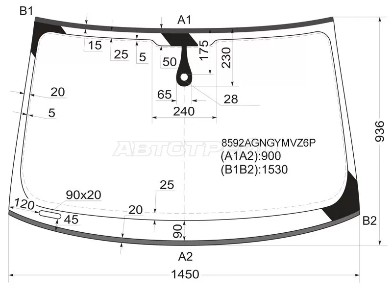 Стекло лобовое (Датчик дождя / Молдинг) Audi A5 11-16  / S5 11-17 (FUYAO: 8592AGNGYMVZ6P)