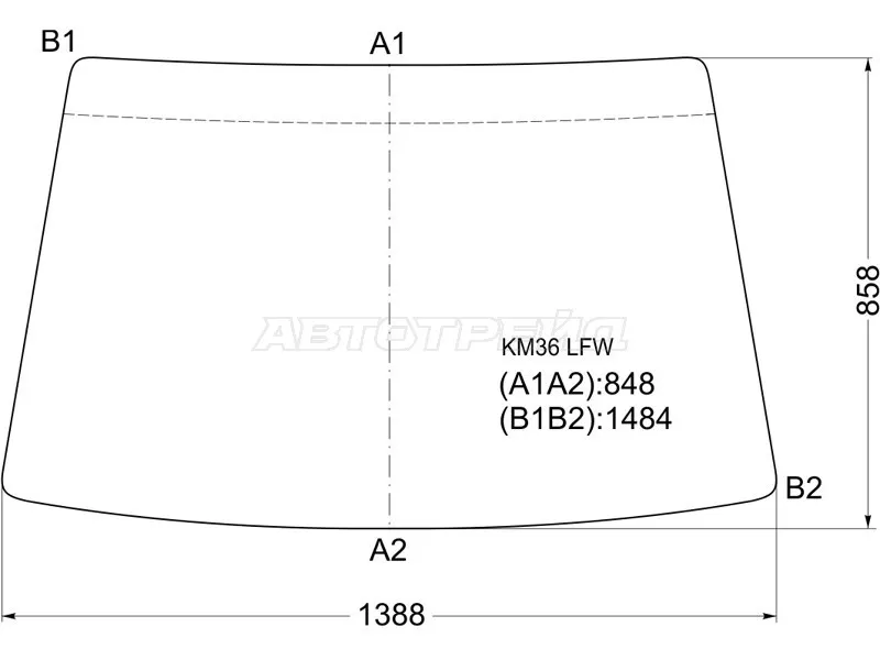 Стекло лобовое Toyota Lite Ace 85-91  / Lite Ace Truck 96-06  / Town Ace Truck 85-06 (XYG: KM36 LFW)