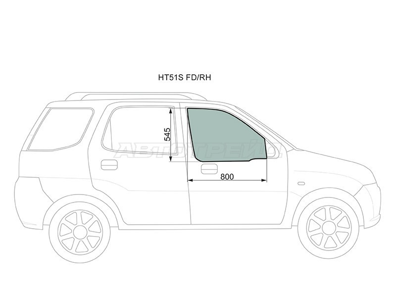 Стекло боковое опускное (Спереди / Справа / Цвет зеленый) Chevrolet Cruze 01-08  / Subaru Justy 03-07  / Suzuki Ignis 04-07  / Swift 00-04 (XYG: HT51S FD/RH)