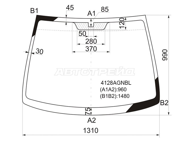 Стекло лобовое Hyundai Getz 02-11  / Click 02-11 (FUYAO: 4128AGNBL)