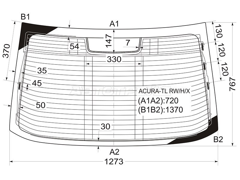 Стекло заднее (Цвет зеленый / Обогрев) Acura TL 03-06 (XYG: ACURA-TL RW/H/X)