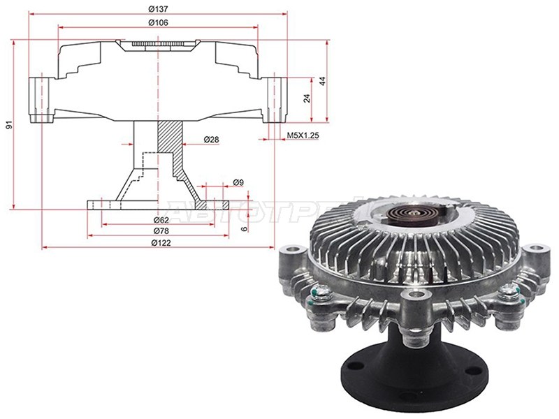 Вискомуфта TOYOTA HIACE /REGIUSACE 2-3L 89- (SAT: ST-16210-54180)