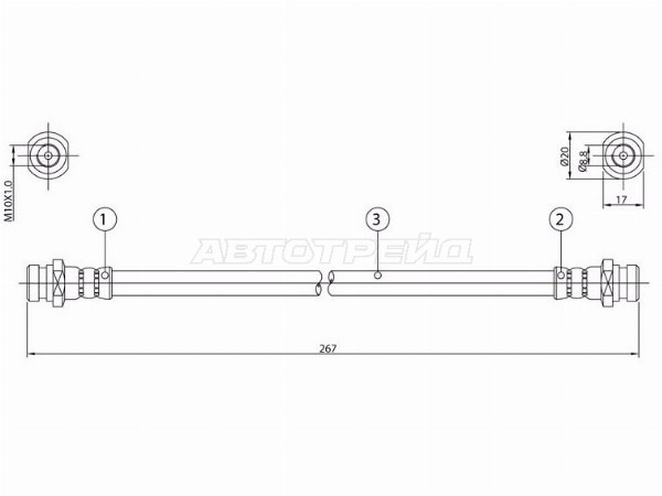 Шланг тормозной задний (Таиланд) MMC CHARIOT /L300 /LANCER /GALANT /MIRAGE /LANCER /PAJERO /MONTERO /RVR 83- (SAT: ST-MB058592)