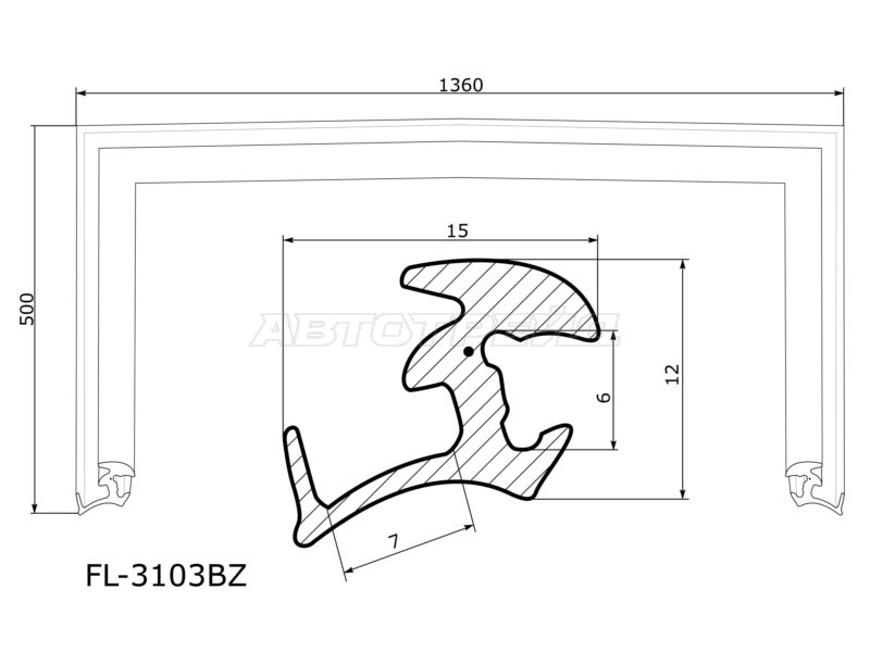 Молдинг лобового стекла (П-образный) Nissan Cube 08-20 (FLEXLINE: FL-3103BZ)