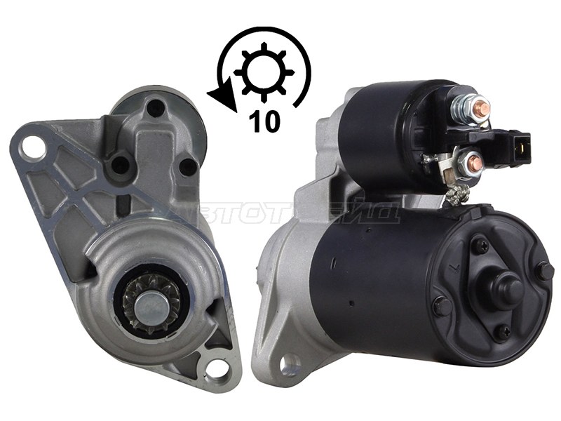 Стартер Volkswagen Golf 97-06  / Polo 01-09  / Audi A2 99-05  / SEAT Cordoba 03-06  / Ibiza 02-06  / Skoda Fabia 99-08  / Volkswagen Beetle 97-10  / Bora 98-05  / Fox 03-11  / Lupo 98-05 (0,9 kW / Z=10) (SAT: ST-64-0012)