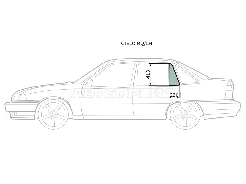 Стекло форточки (Цвет зеленый) Daewoo Nexia 94-16 (XYG: CIELO RQ/LH)