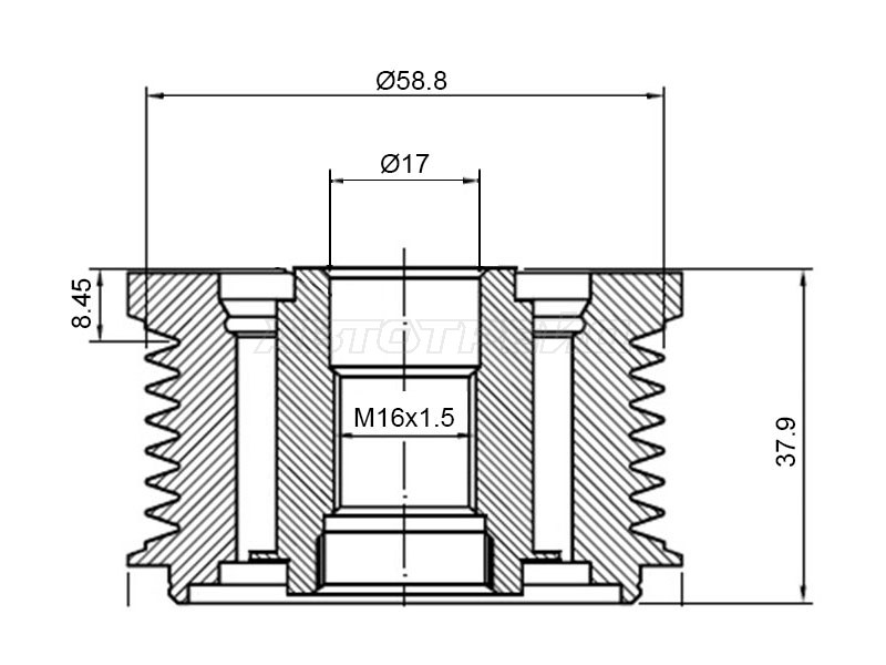 Шкив генератора FORD TRANSIT 2,2D 06- /TOYOTA HILUX 2,5 /3,0D 05- (SAT: ST-27415-0L020)