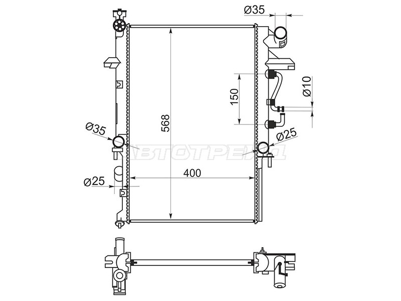 Радиатор Kia Bongo 97-05  / Mazda Bongo Brawny 99-10 (SAT: MZ0009-2)