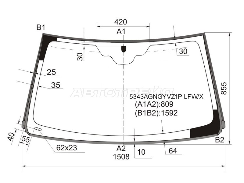 Стекло лобовое (Молдинг) Mercedes-Benz M-Class 97-05 (XYG: 5343AGNGYVZ1P LFW/X)