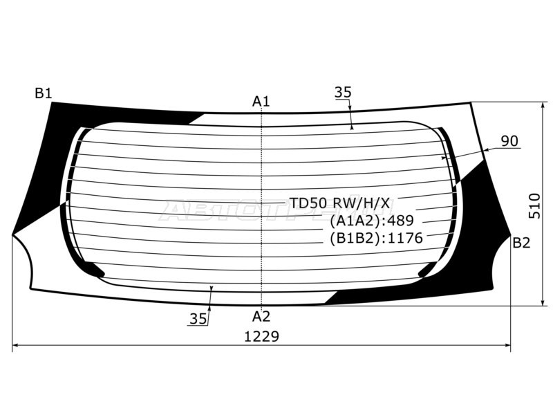 Стекло заднее (Цвет зеленый / Обогрев) Toyota Passo 10-16  / Daihatsu Boon 10-16 (XYG: TD50 RW/H/X)