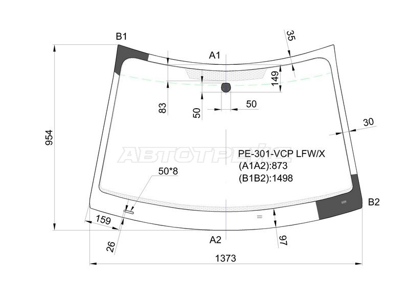 Стекло лобовое Citroen C-Elysee 12-  / Peugeot 301 13- (XYG: PE-301-VCP LFW/X)