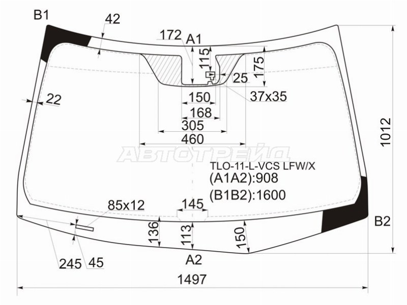 Стекло лобовое (Датчик дождя) Honda Accord 11-13  / Acura TSX 08-14 (XYG: TLO-11-L-VCS LFW/X)