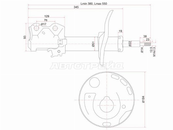 Стойка передняя TOYOTA COROLLA /AURIS /RUMION 07- LH (SAT: ST-48520-80144)
