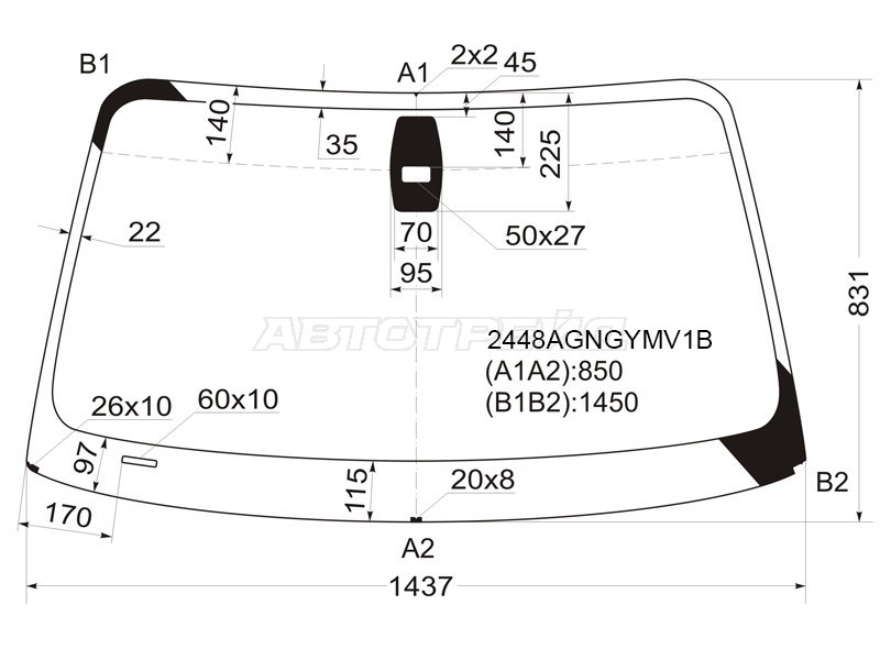 Стекло лобовое (Датчик дождя) BMW 1-Series 04-13 (FUYAO: 2448AGNGYMV1B)