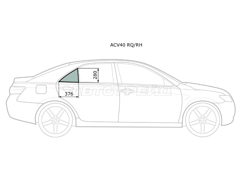 Стекло форточки (Цвет зеленый) Toyota Camry (XV40) 06-11  / Daihatsu Altis 06-10  / Toyota Aurion 06-12  / Camry UAE /USA 06-11 (XYG: ACV40 RQ/RH)