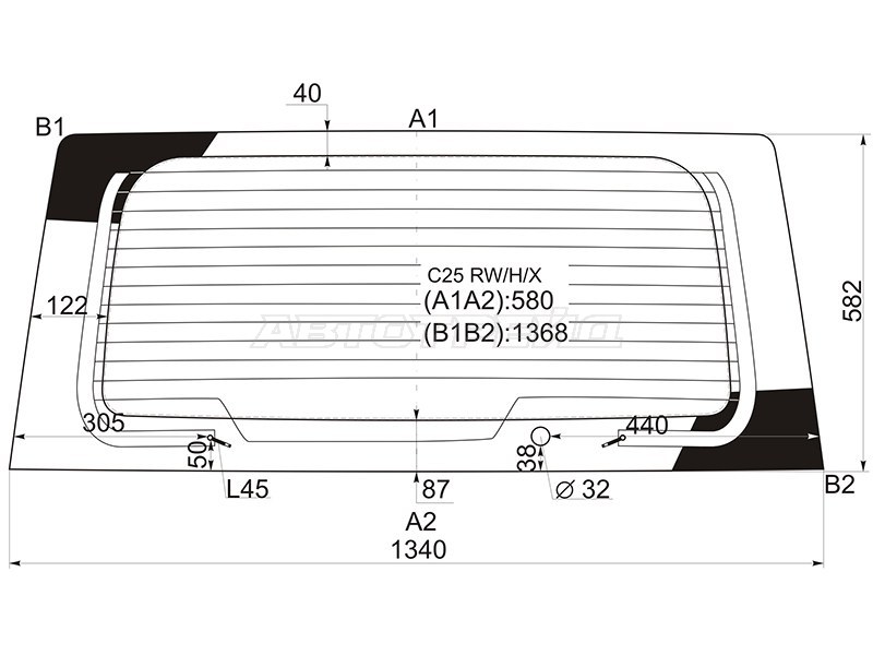 Стекло заднее (Цвет зеленый / Обогрев) Nissan Serena 05-10  / Suzuki Landy 07-10 (XYG: C25 RW/H/X)