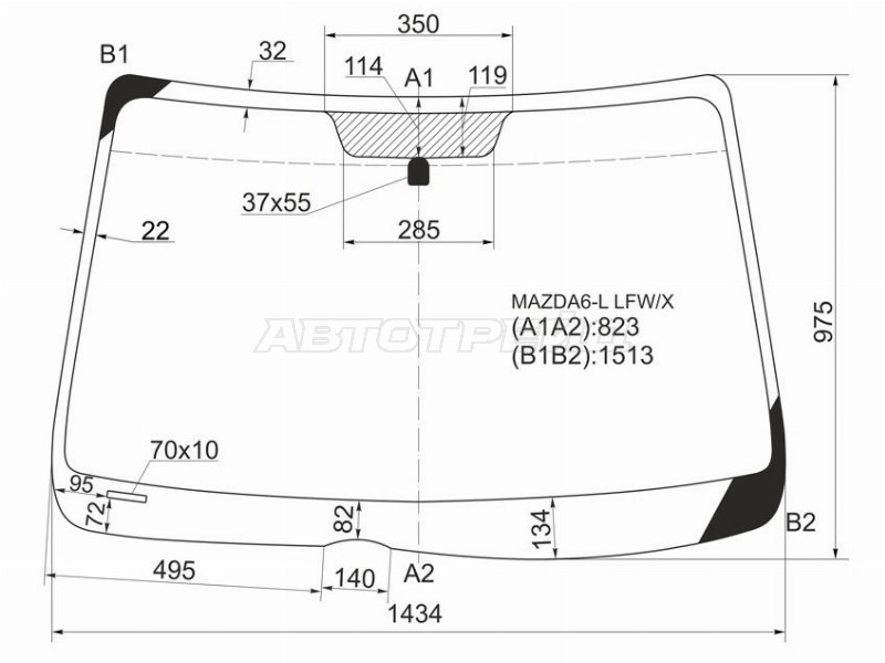 Стекло лобовое Mazda 6 02-08 (XYG: MAZDA6-L LFW/X)