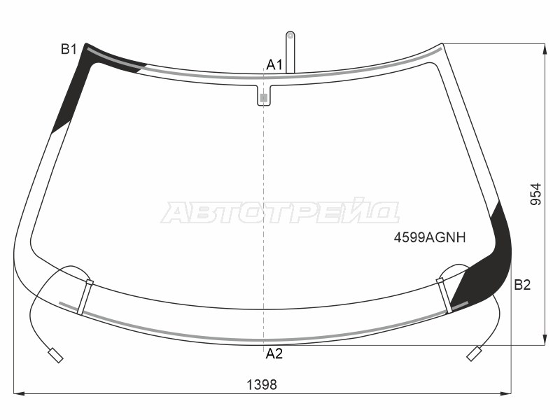 Стекло лобовое (Обогрев полный) Datsun mi-Do 14-  / on-DO 14-19  / LADA Granta 11-  / Kalina Sport 14-18 (BOR: 4599AGNH)