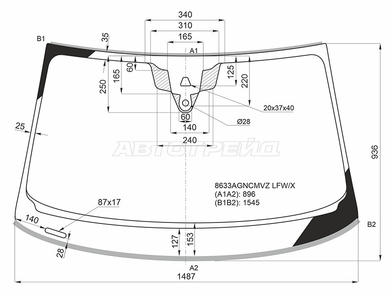 Стекло лобовое (Камера / Датчик дождя / Молдинг / SPORTBACK) Audi A5 16-  / S5 17- (XYG: 8633AGNCMVZ LFW/X)
