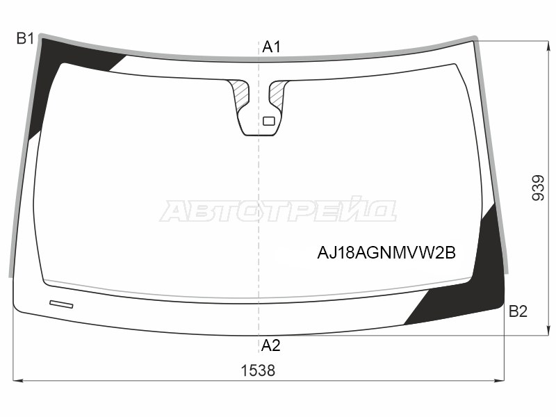 Стекло лобовое (Датчик дождя / Молдинг) Dodge Durango 14-20  / Jeep Grand Cherokee 13-18 (FUYAO: AJ18AGNMVW2B)
