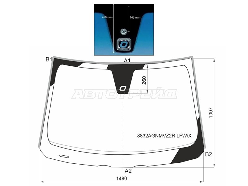 Стекло лобовое (Датчик дождя / Молдинг) Volvo C30 06-13  / S40 04-12  / V50 03-12 (XYG: 8832AGNMVZ2R LFW/X)