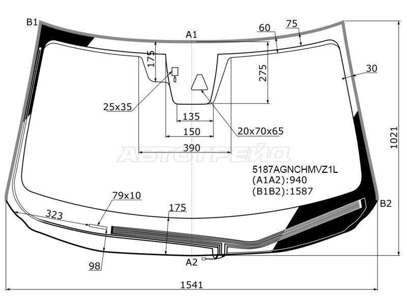 Стекло лобовое (Обогрев щеток / Камера / Датчик дождя / Молдинг) Mazda CX-5 14- (FUYAO: 5187AGNCHMVZ1L)