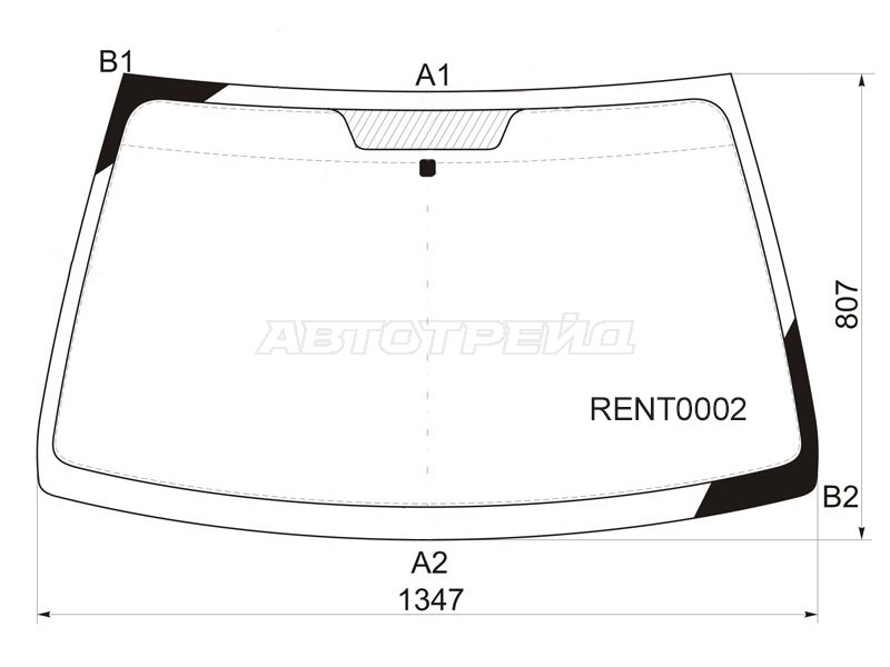Стекло лобовое Renault Clio 98-09  / Symbol 99-08 (KMK: RENT0002)