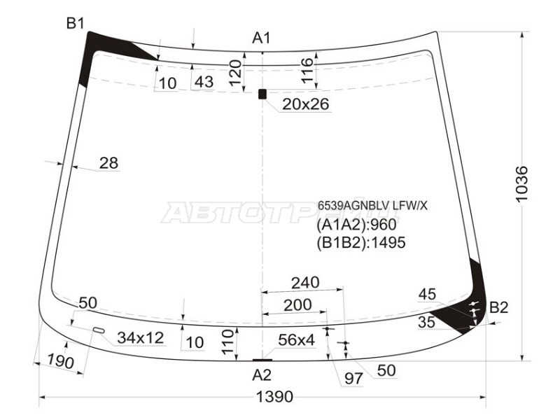 Стекло лобовое Peugeot 206 98-09 (XYG: 6539AGNBLV LFW/X)