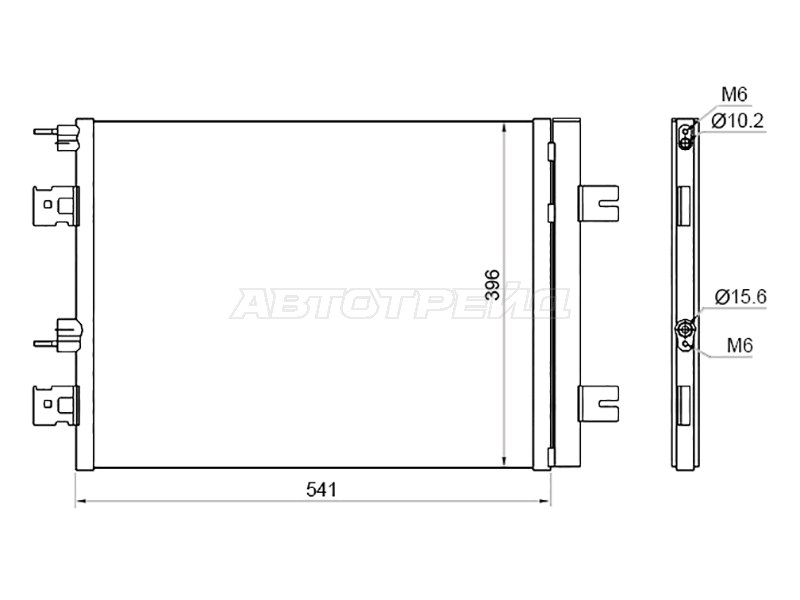 Радиатор кондиционера Nissan Almera 12-19  / Terrano 14-22  / Renault Duster 10-21  / Logan 04-16  / Sandero 09-14  / Dacia Duster 10-17  / Logan 04-08  / Sandero 08-12  / LADA Largus 12-21  / Largus Cross 14-22  / Renault Sandero Stepway 10-14 (SAT: ST-DC01-394-B0)