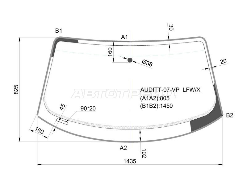 Стекло лобовое (Молдинг) Audi TT 06-14 (XYG: AUDITT-07-VP LFW/X)
