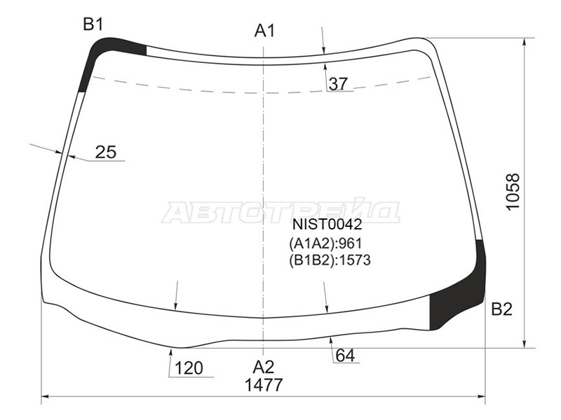 Стекло лобовое Nissan Bassara 99-03  / Presage 98-03 (KMK: NIST0042)