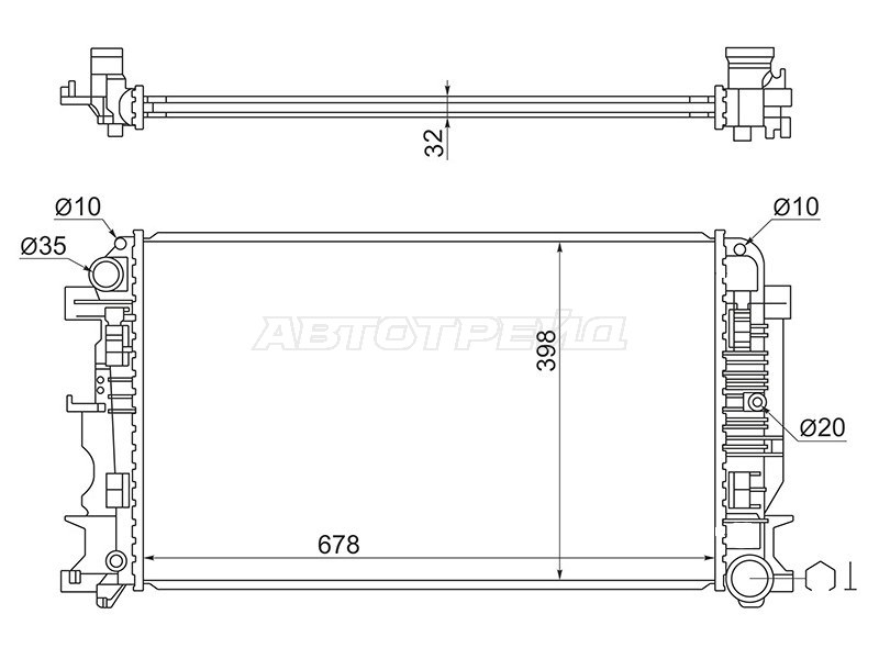 Радиатор Mercedes-Benz Sprinter 06-18  / Volkswagen Crafter 06-16 (SAT: SG-MB0010-06MT)