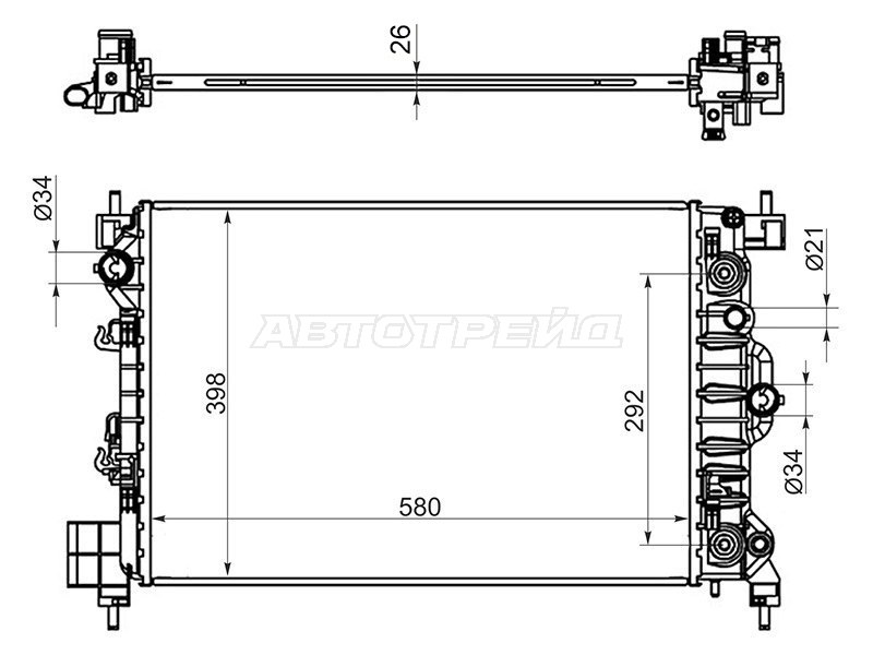 Радиатор Chevrolet Aveo 11-15  / Opel Mokka 12-19 (SAT: SG-CV0011-1)