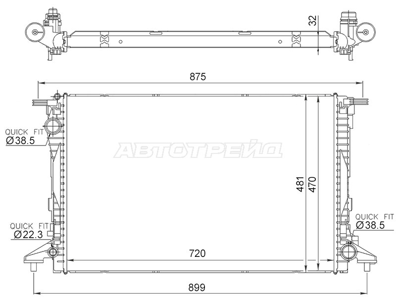 Радиатор Audi A4 15-  / A5 16-  / A8 17-  / Q5 16-  / Volkswagen Touareg 14-  / Audi Audi A4 16-20  / RS5 17-  / S5 17- (SAT: ST-10-0018)