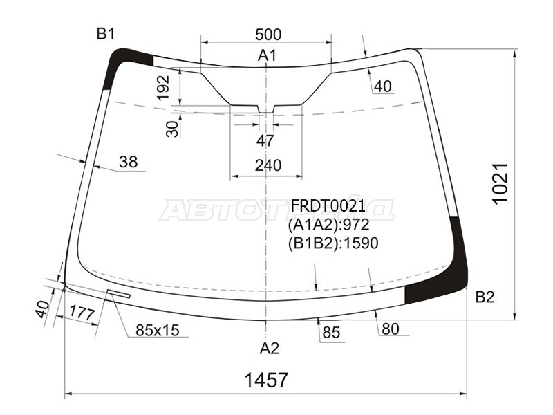 Стекло лобовое Ford Focus 04-11  / Focus RS 09-11  / Focus ST 05-10 (KMK: FRDT0021)