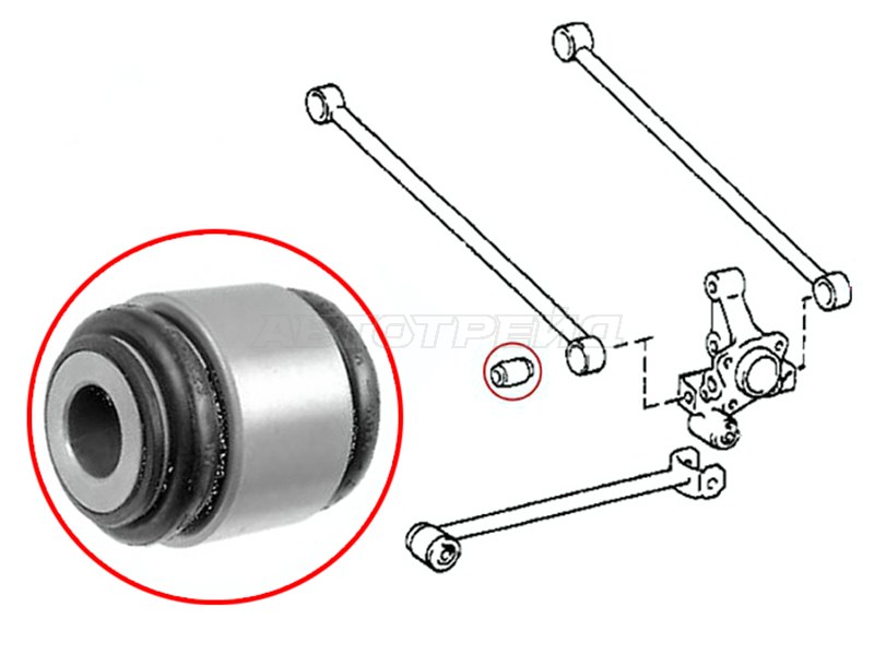 Сайлентблок задней цапфы плавающий TOYOTA Camry /Gracia /4WD Caldina (SAT: ST-42210-14010)