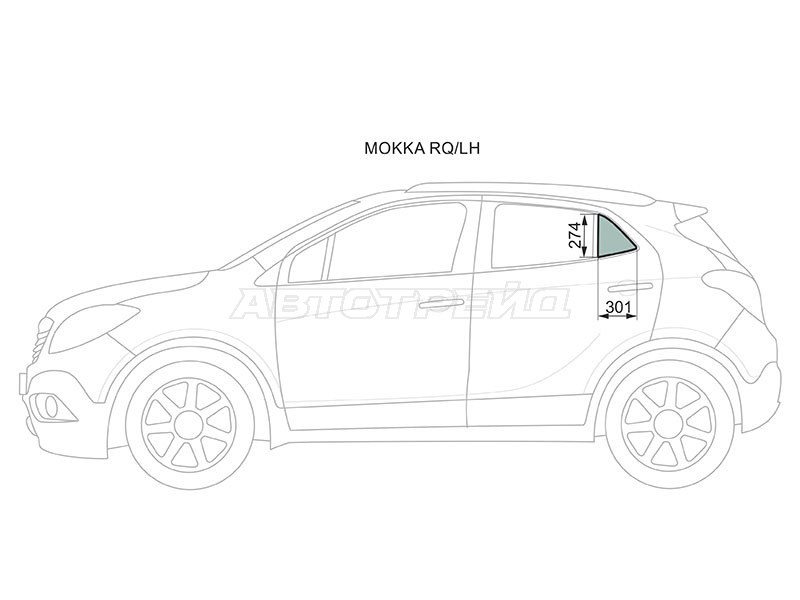 Стекло форточки (Цвет зеленый) Opel Mokka 12-19  / Buick Encore 12- (XYG: MOKKA RQ/LH)
