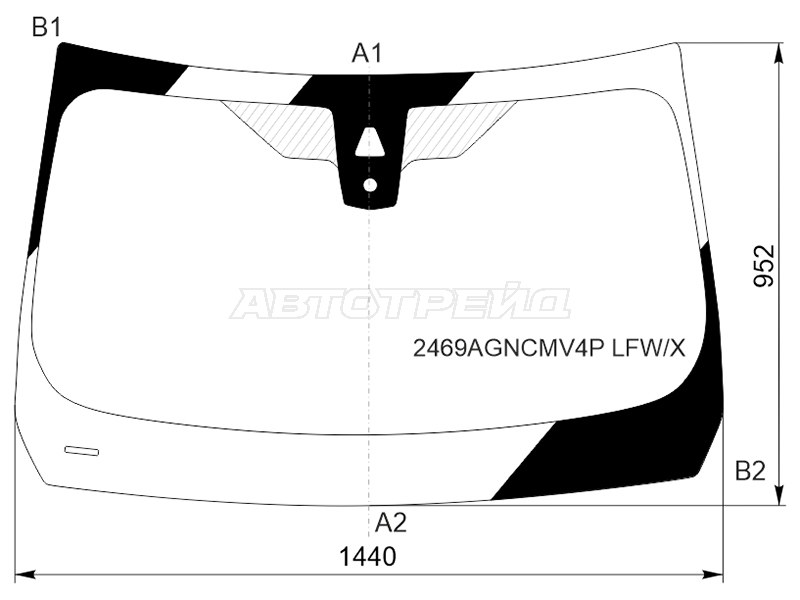 Стекло лобовое (Камера / Датчик дождя) BMW 3-Series Gran Turismo 13-20 (XYG: 2469AGNCMV4P LFW/X)