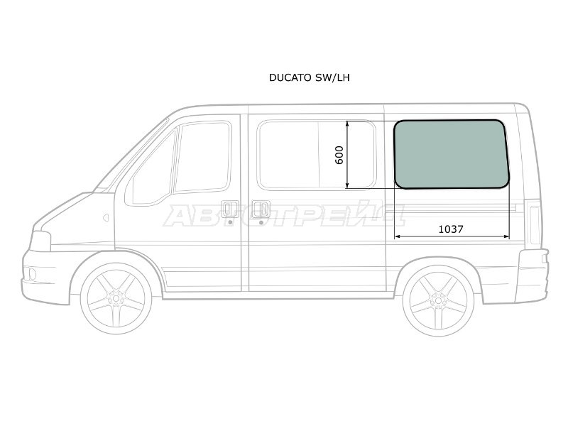 Стекло кузова боковое (не опускное) (Слева / Цвет зеленый) Peugeot Boxer 94-06  / Citroen Jumper 94-02  / Fiat Ducato 94-12 (XYG: DUCATO SW/LH)