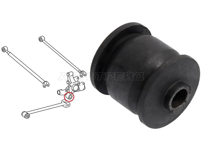 Сайлентблок задней цапфы (к продольной тяге) TOYOTA CALDINA /CORONA /CARINA 92-02 /HARRIER 03-08 /HIGHLA (SAT: ST-42305-20240-U)